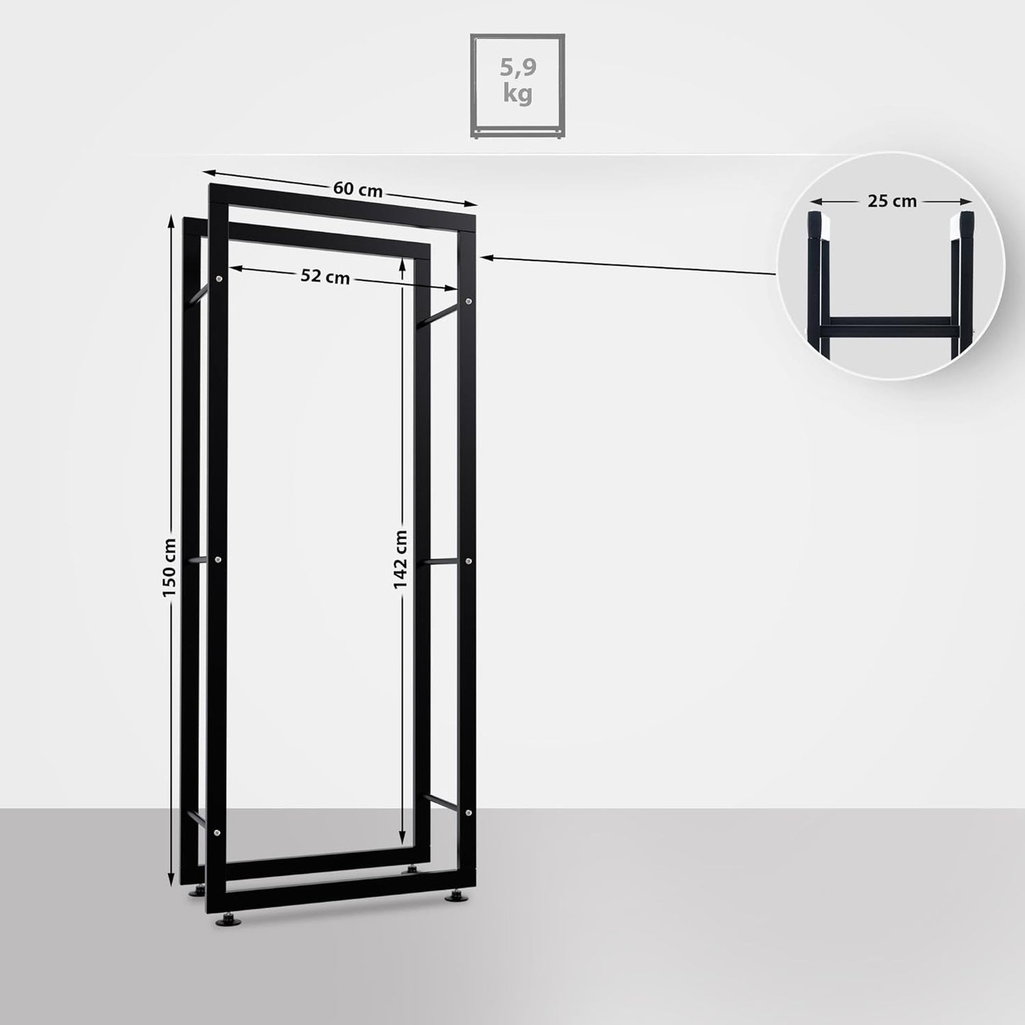 Kaminholzständer Keri V2, 25x60x150