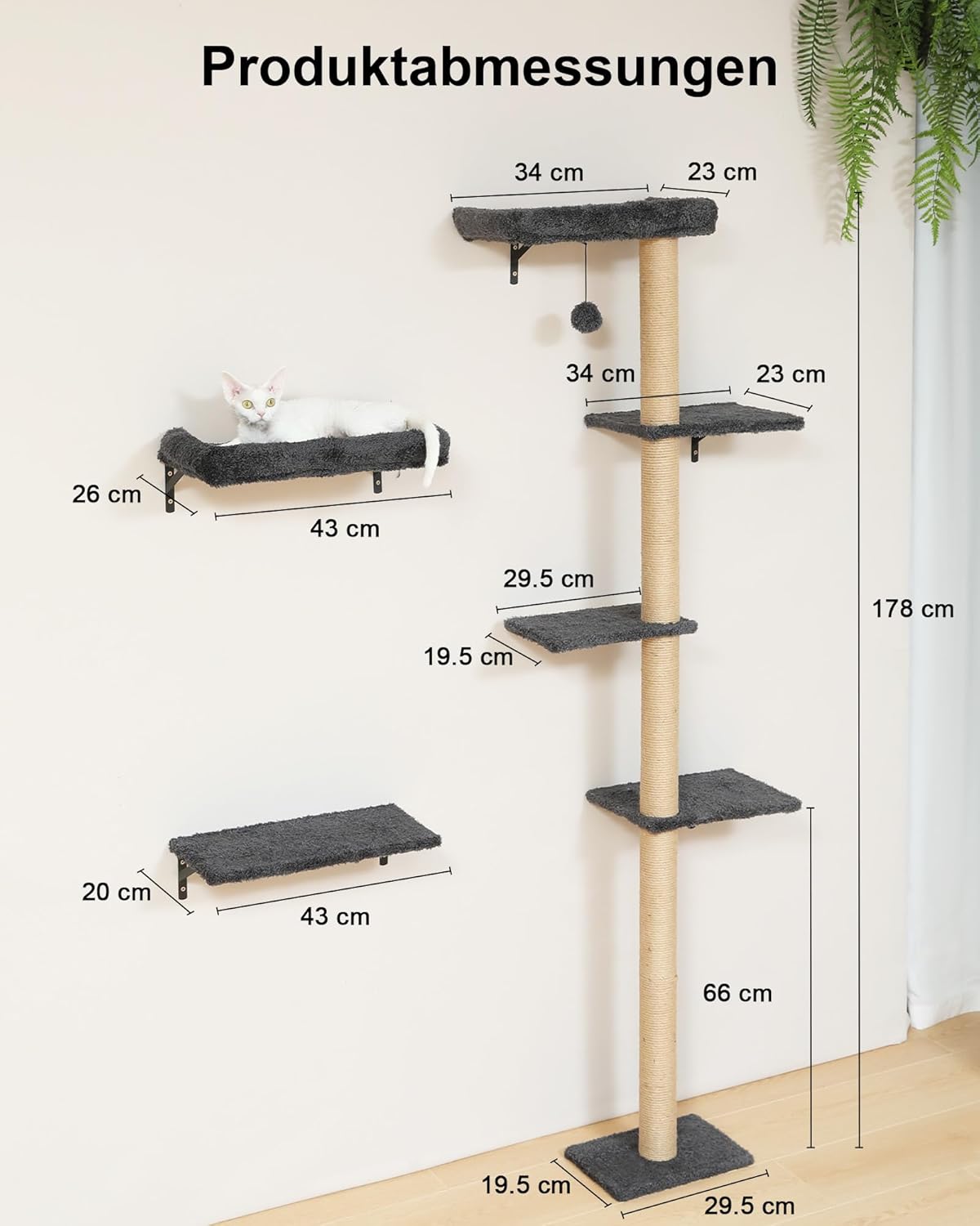 Katzen-Kletterwand, Grau