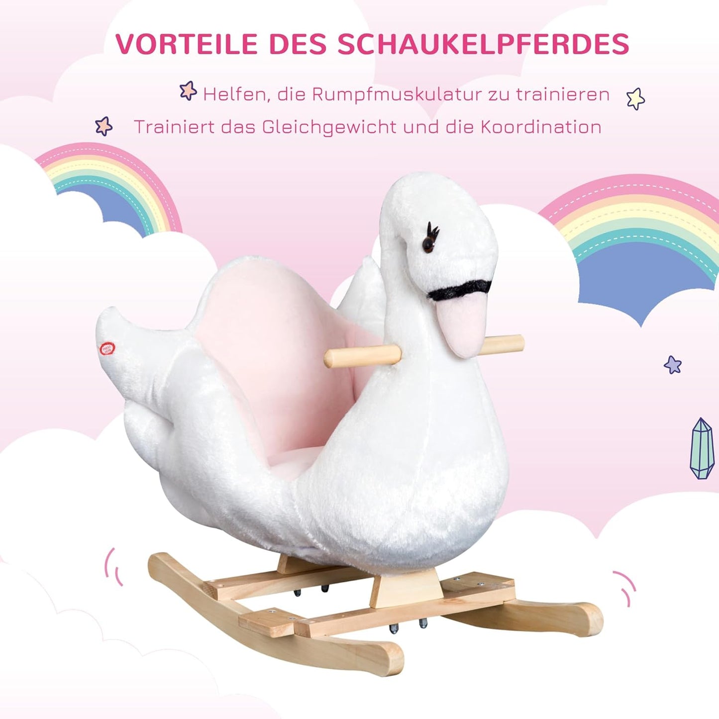 Schaukelpferd Schwan mit Musik
