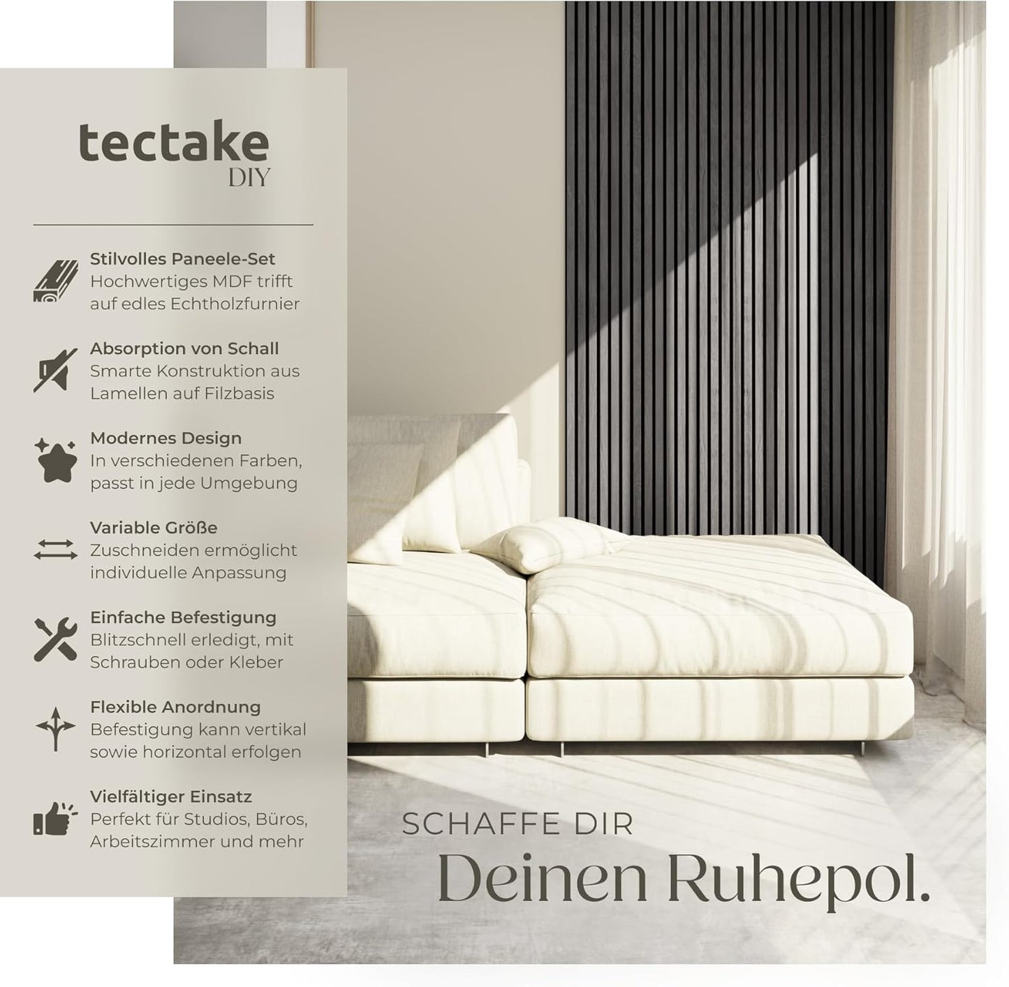 Akustikpaneele-Set, 4er Set Eiche Hellgrau
