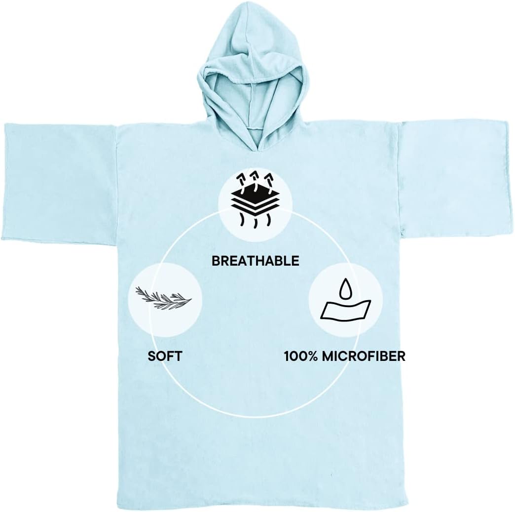 Handtuch-Poncho mit Kapuze, Einheitsgrösse Himmelblau