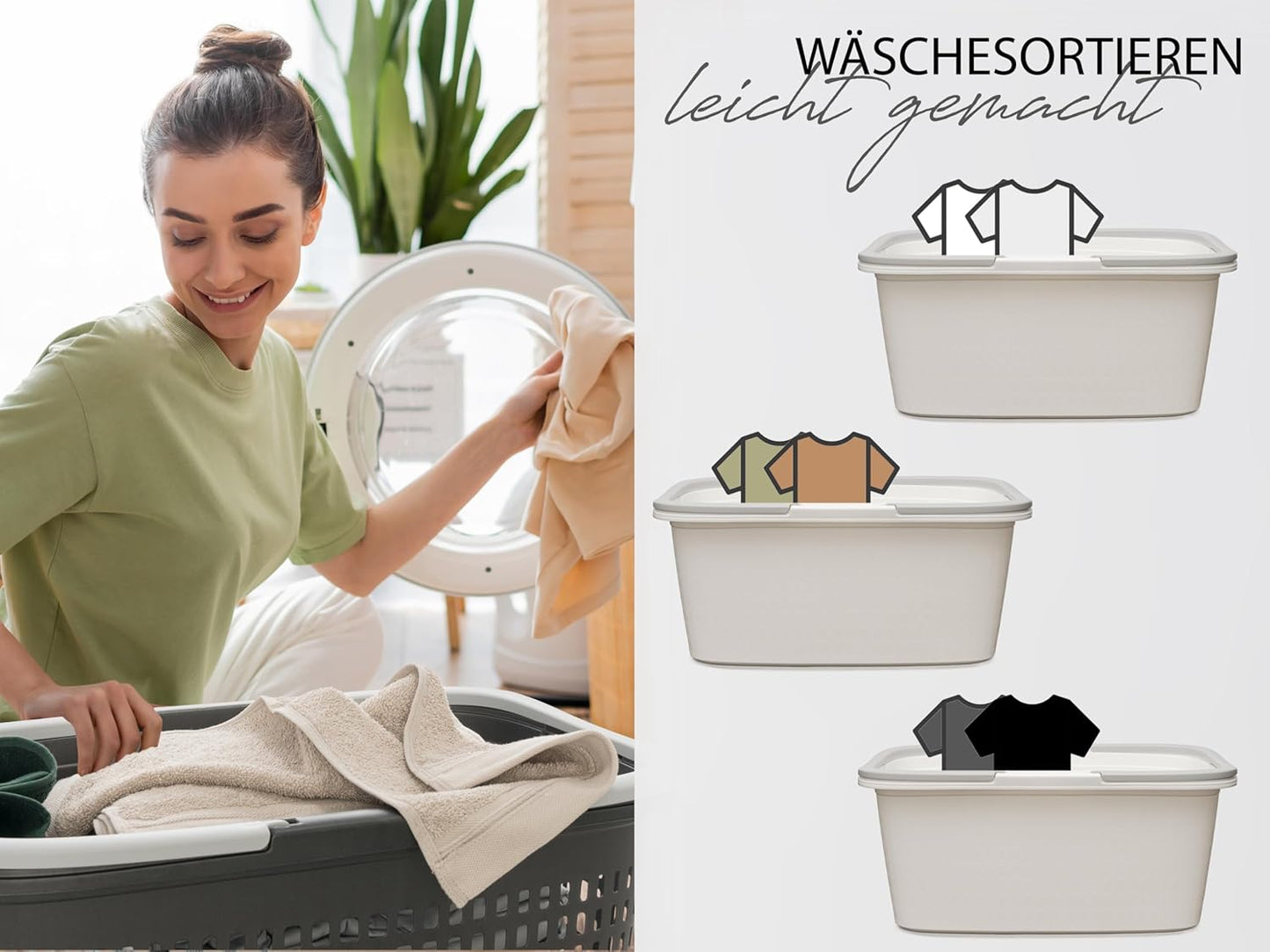 Stapelbares 4er-Set Wäschewannen, Weiss 4 Wannen