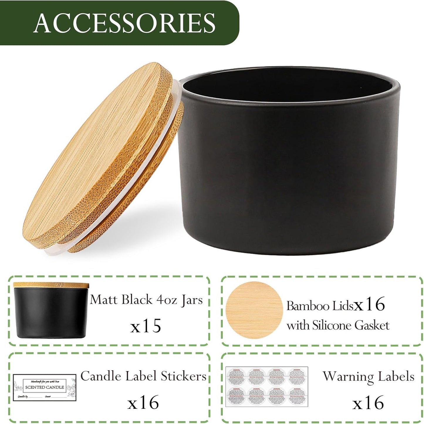 Kerzengläser-Set für die Kerzenherstellung, Mattschwarze