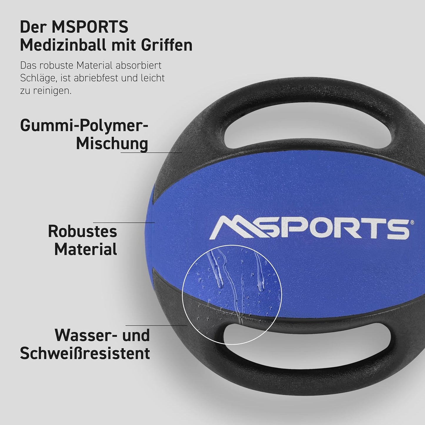 Medizinball mit Griffen, 8 kg - Königsblau