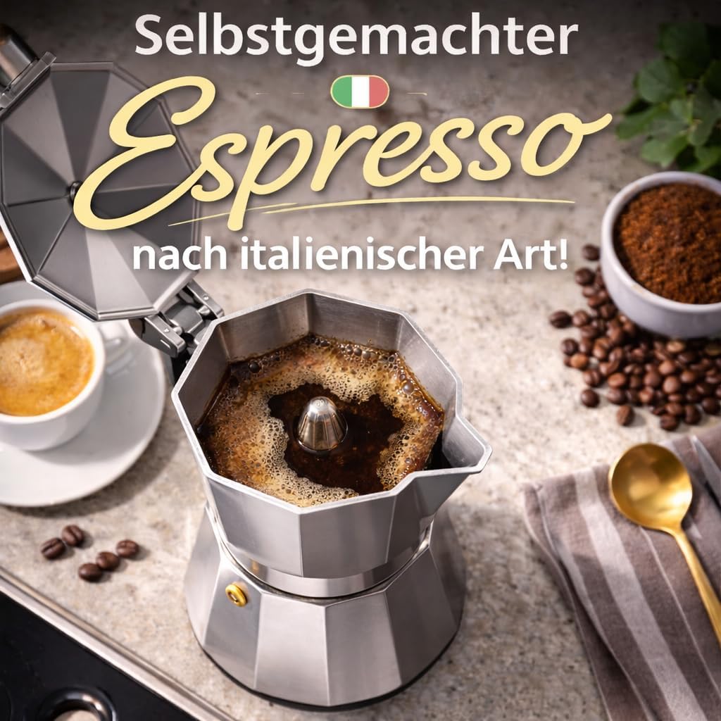 Espressokocher Mokkakanne für Herd & Camping (6 Tassen), 9 Tassen