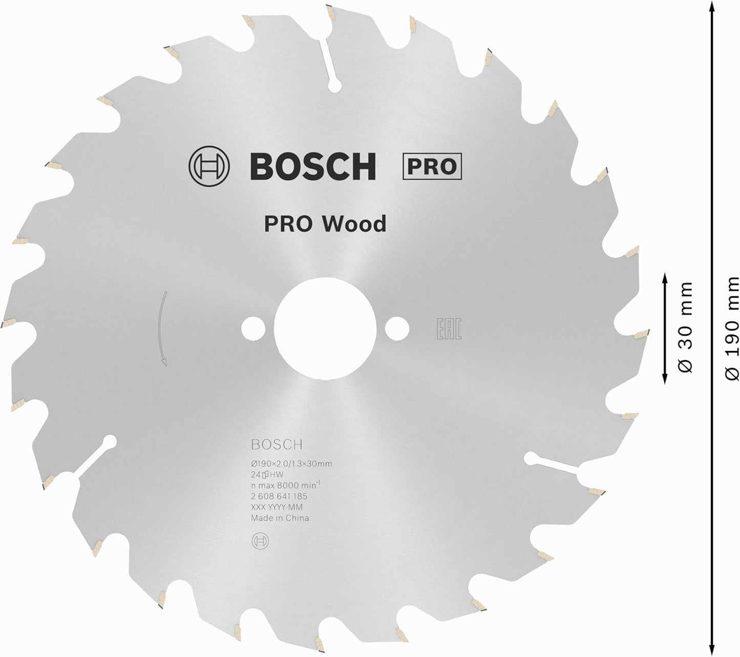 PRO Wood Kreissägeblatt, 24 Zähne Handkreissäge 190 x 2/1.3 x 24 mm