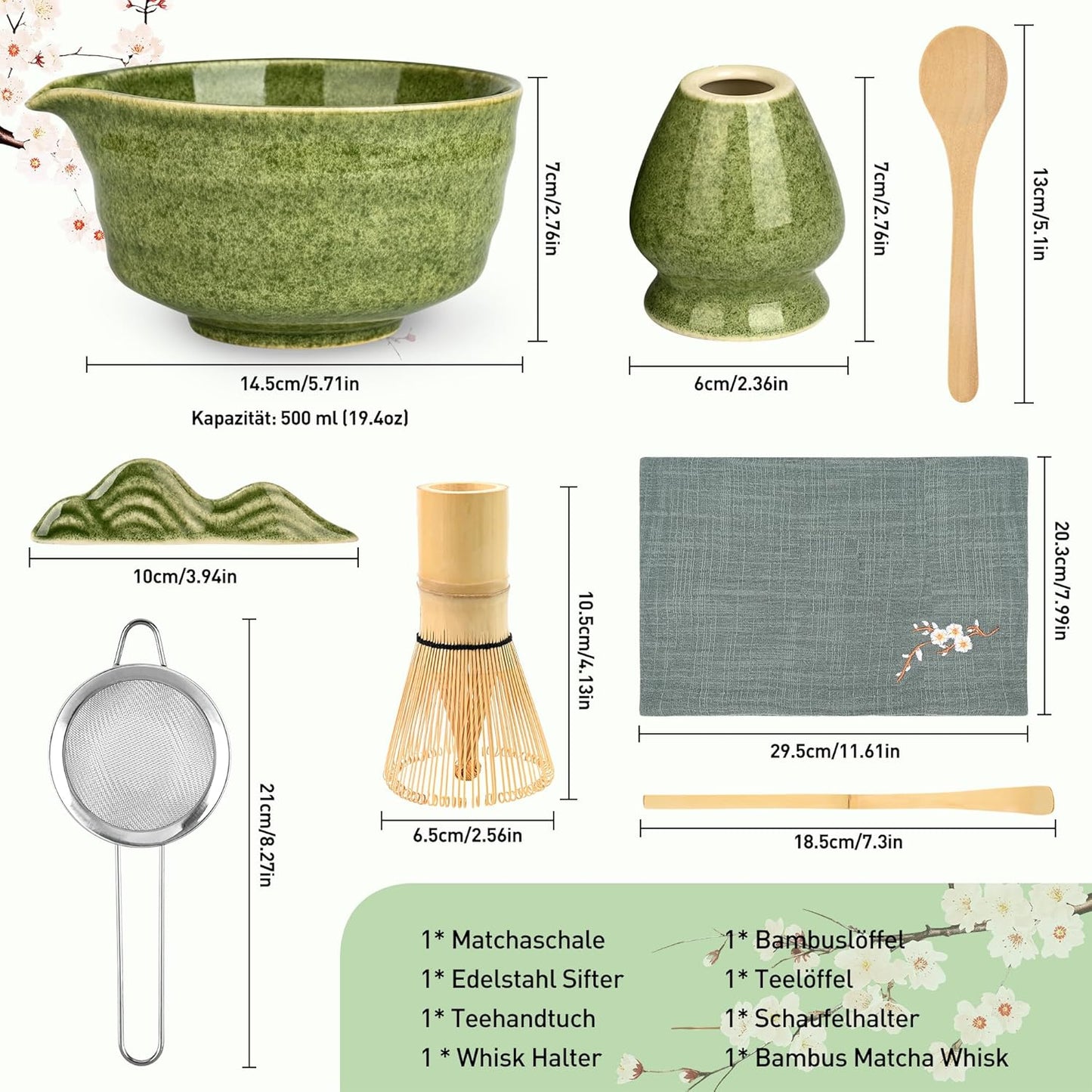 Matcha-Set für Teezeremonien, Matcha Grün