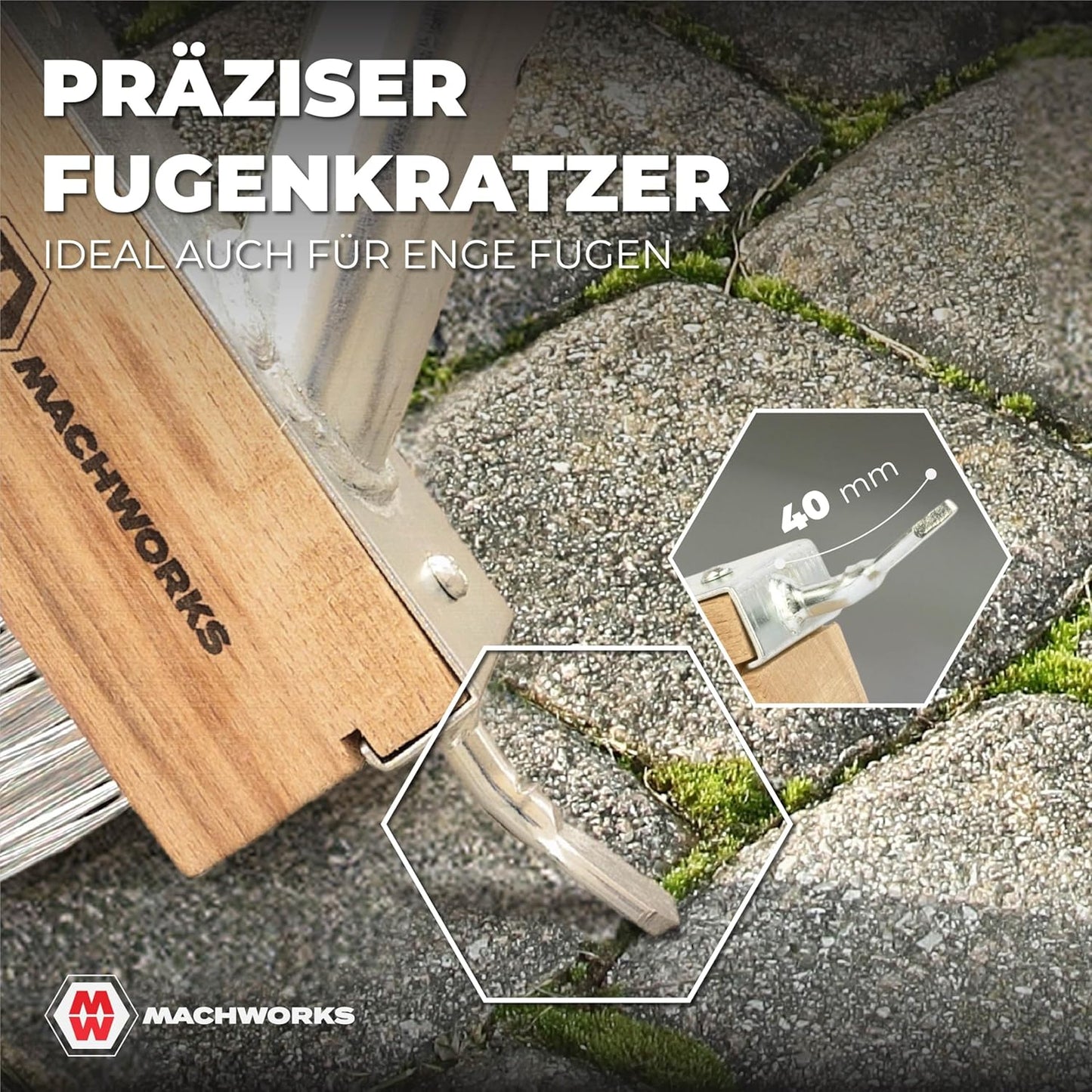5-teiliges Fugenbürsten Set mit Fugenkratzer, 5