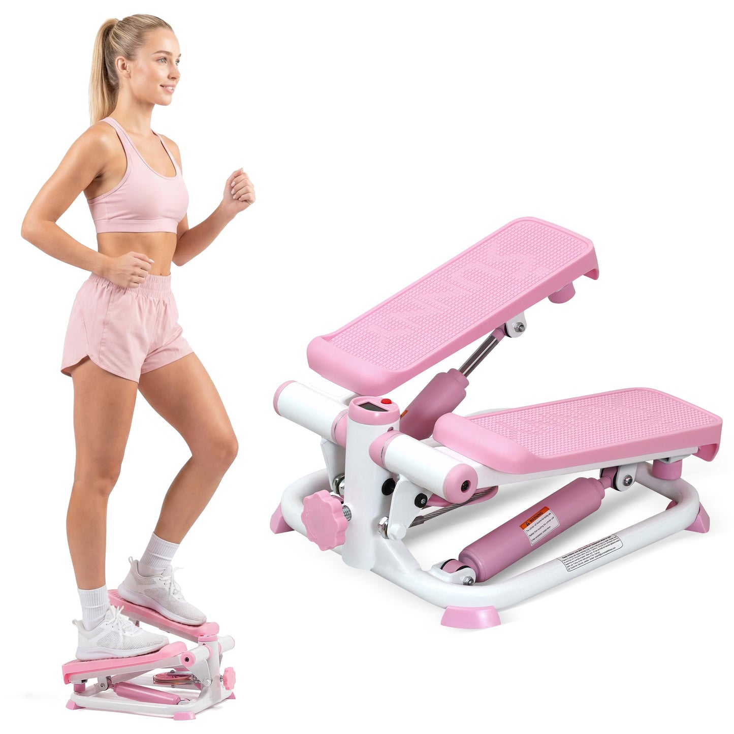 Stepper für Zuhause mit Widerstandsbändern und App, Klassisch / Pink