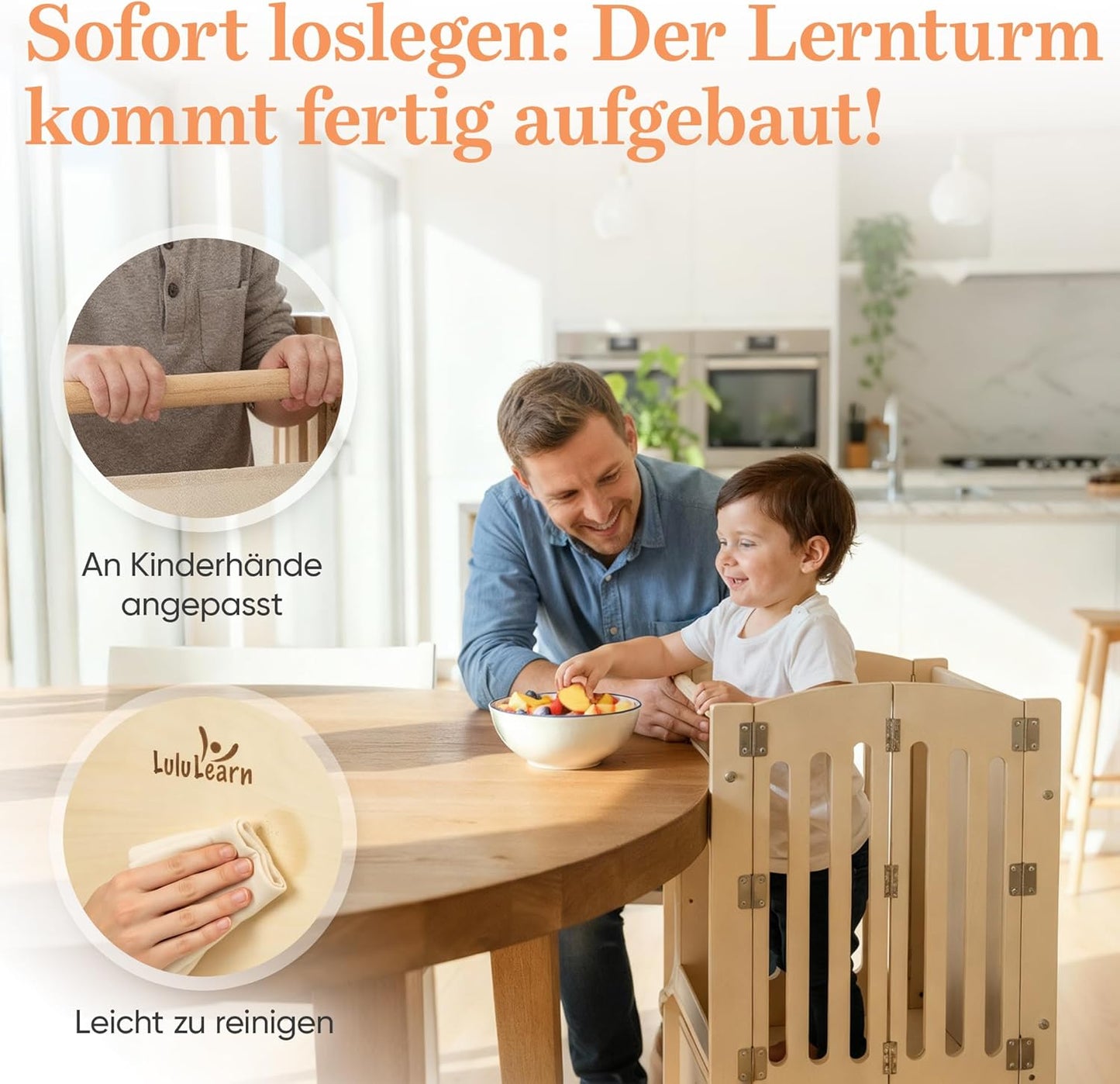 Faltbarer Lernturm ab 1 Jahr, Natural