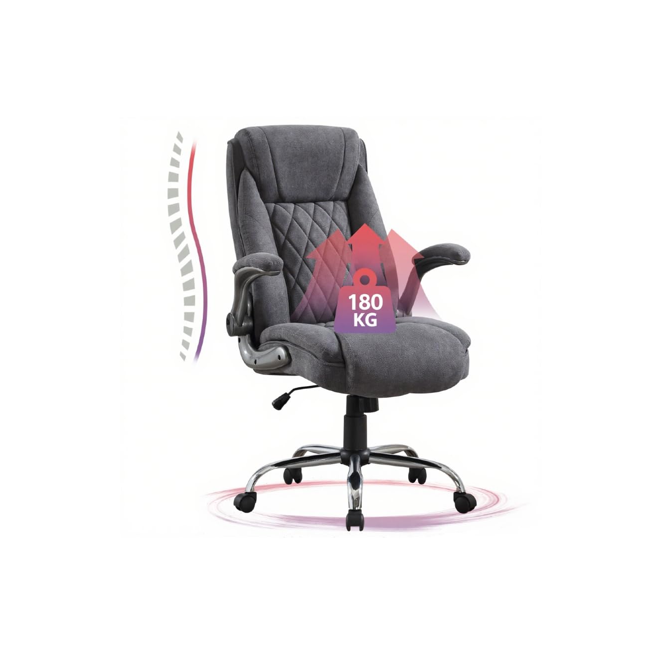 Ergonomischer Bürostuhl mit verstellbarer Rückenlehne, Dunkelgrau