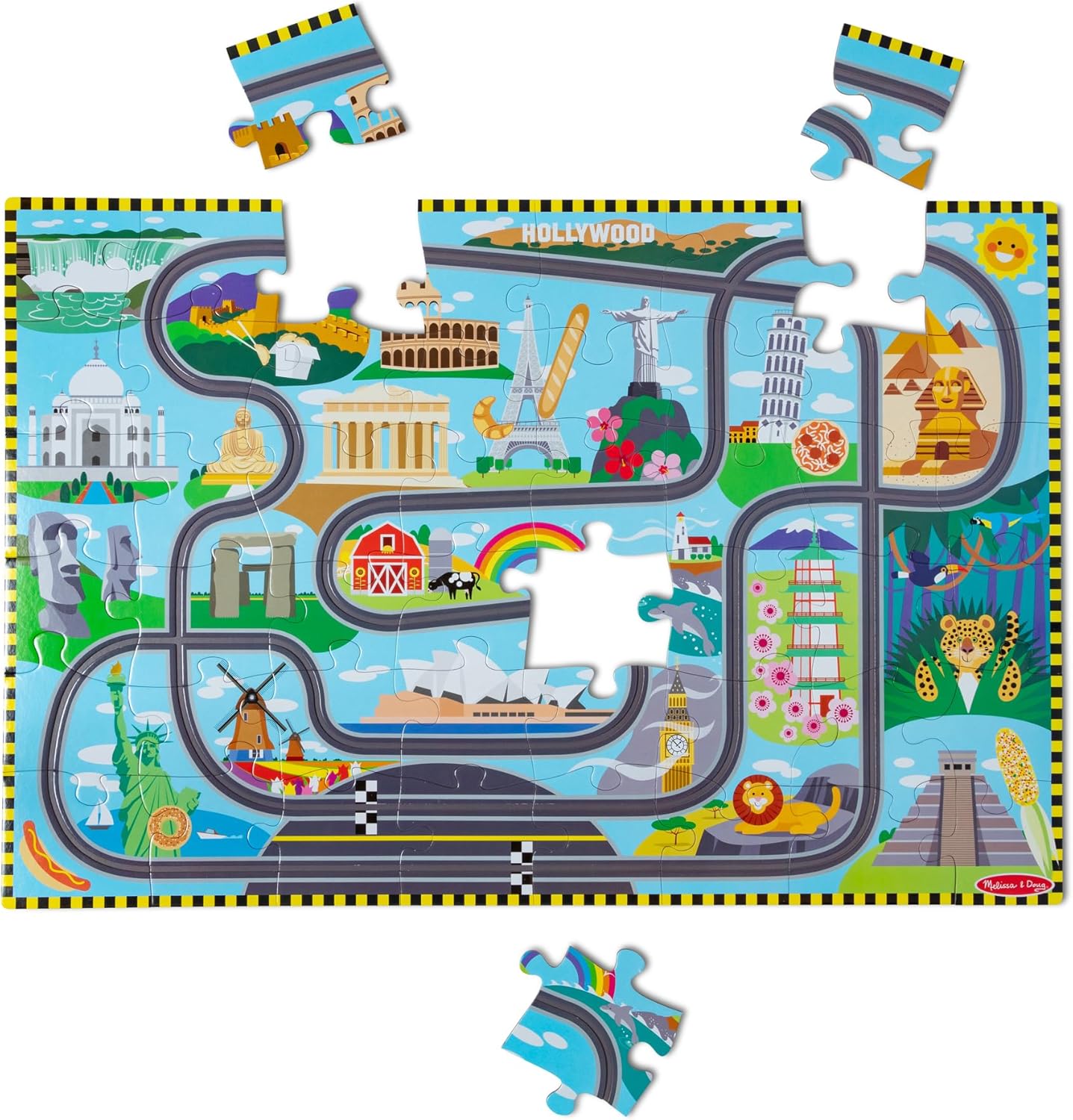 Bodenpuzzle Autorennen rund um die Welt, World Tracks Bodenpuzzle