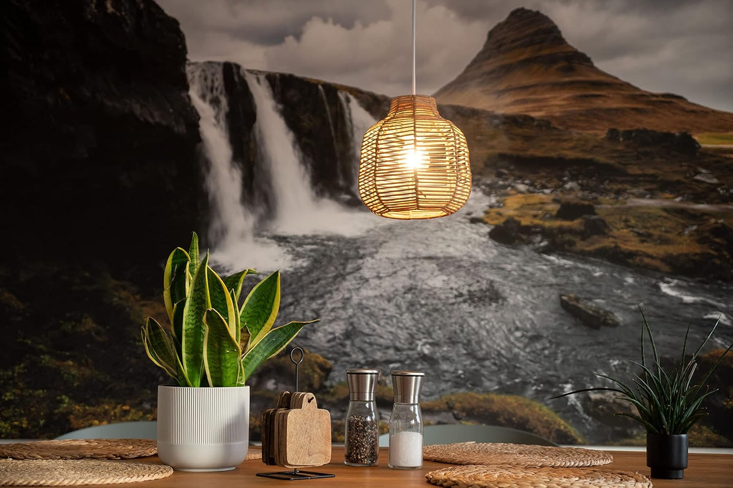 Boho Lampenschirm für E27 Pendelleuchte, H = 22cm * D = 22cm Natur