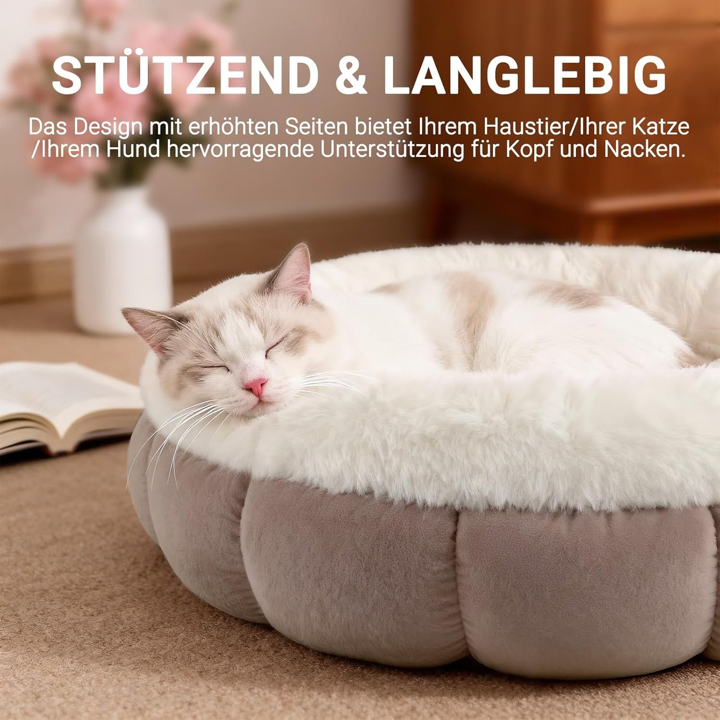 Katzenbett mit rutschfester Basis, 45x45x16.5CM Braun