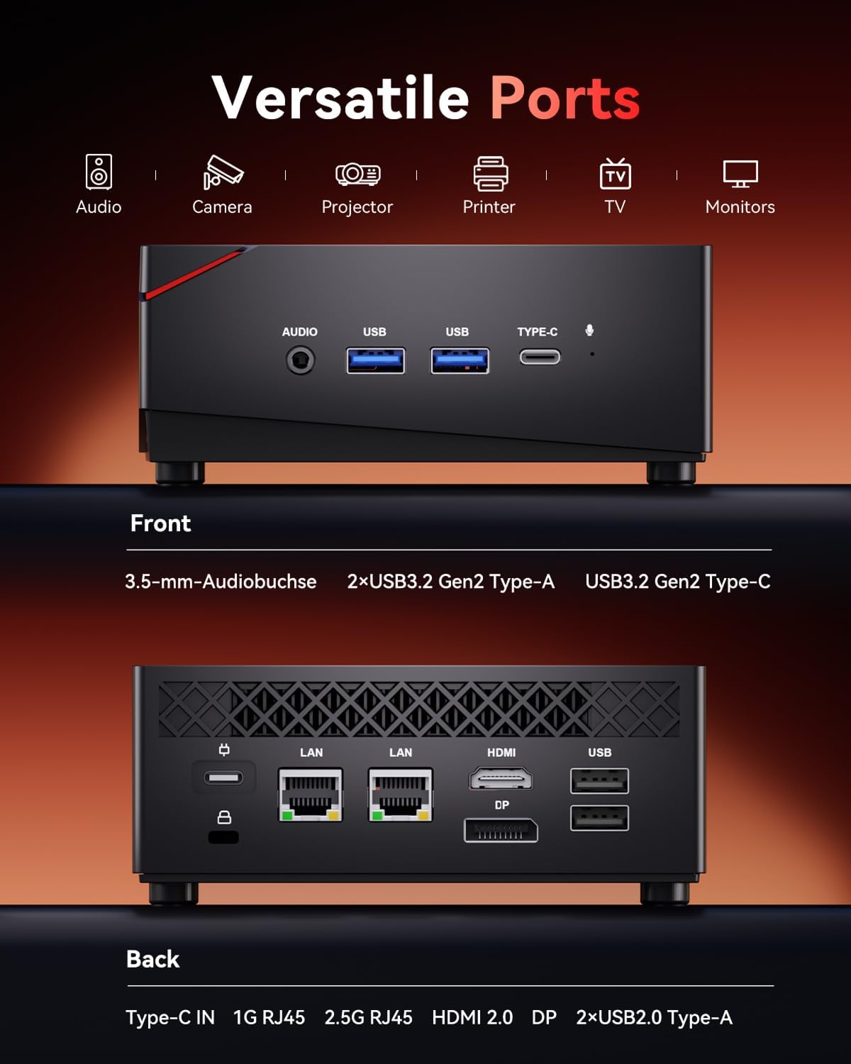Mini PC Ryzen 7 7730U mit WiFi 6, R7 7730U/ 16GB RAM + 512GB SSD
