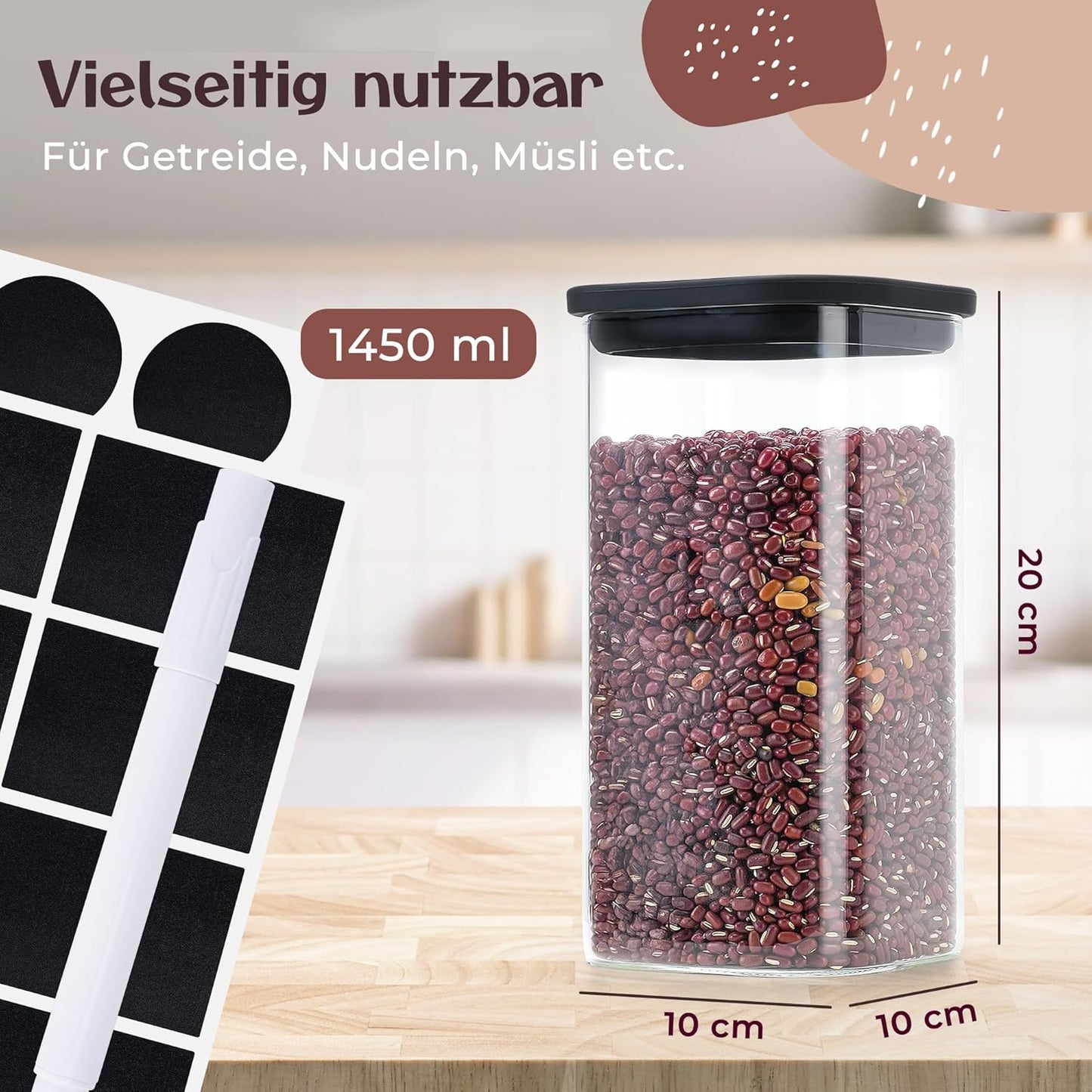 Vorratsdosen-Set aus Glas, 4 x 1450ml