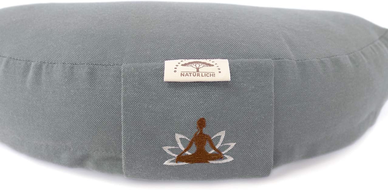 Halbmond Yogakissen mit Buchweizenschalen-Füllung, Grau 46 x 25 x 10 cm