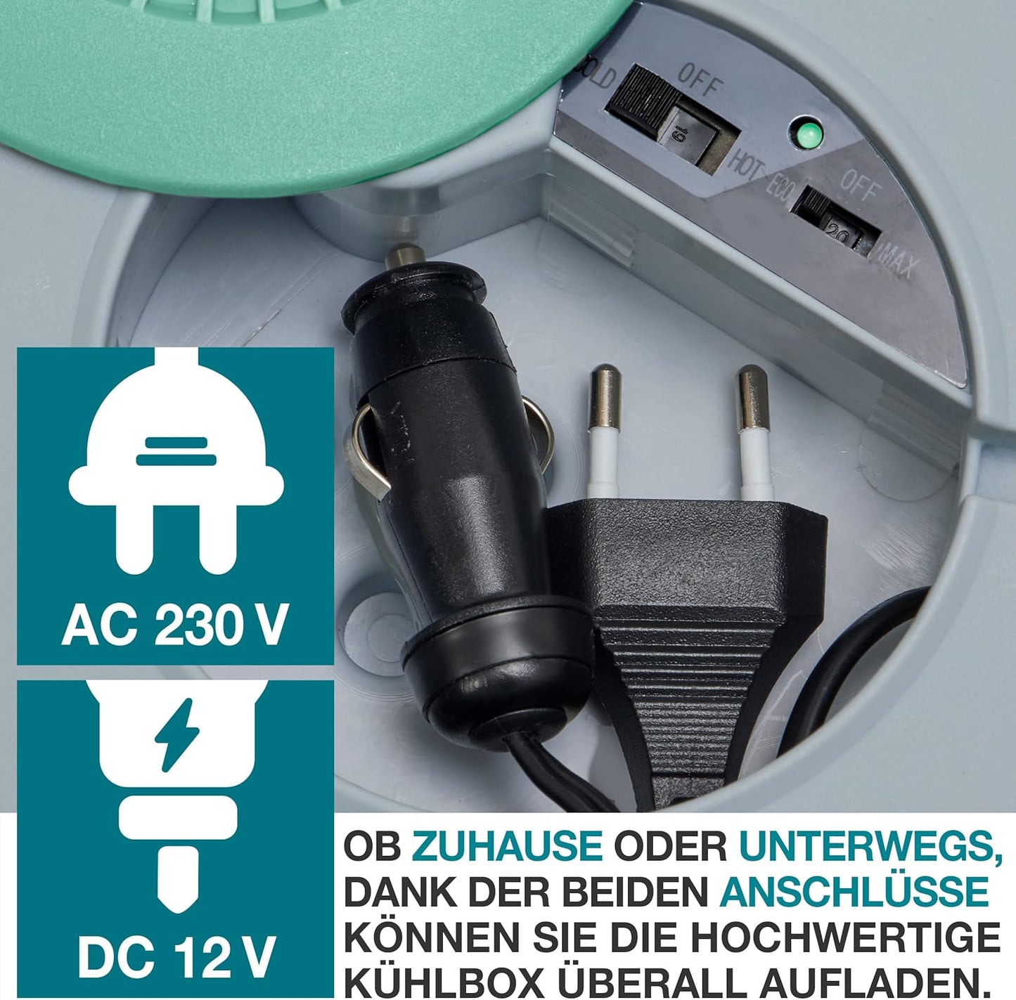 2in1 XXL Kühlbox mit Kühl-/Heizfunktion, Mint
