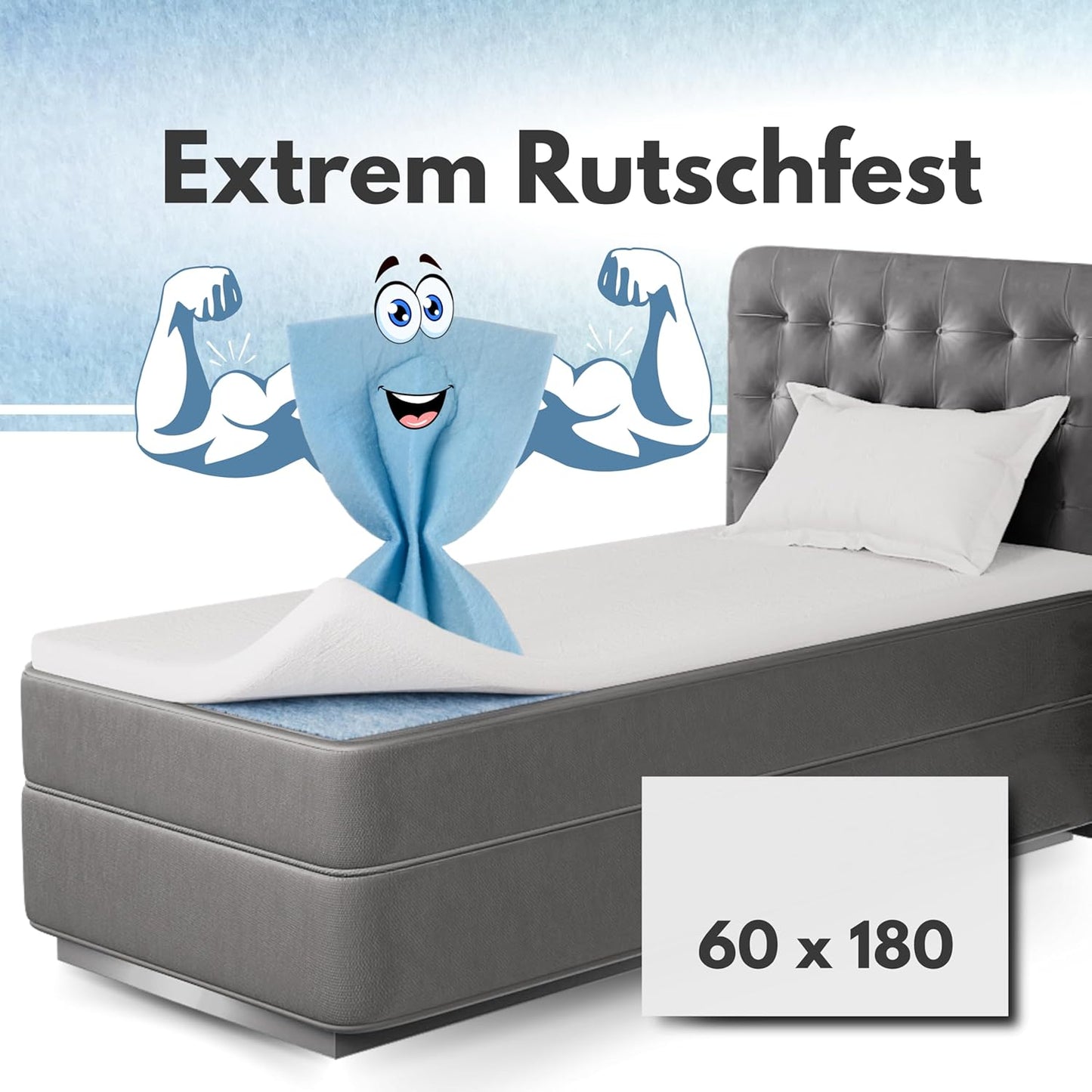 Antirutsch Matratzenschoner für Boxspringbett & Lattenrost, 60 x 180 cm