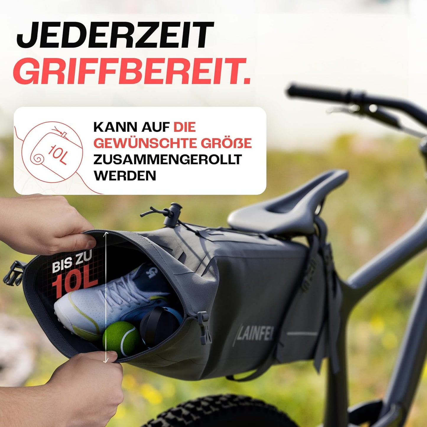 Wasserdichte Satteltasche, Schwarz