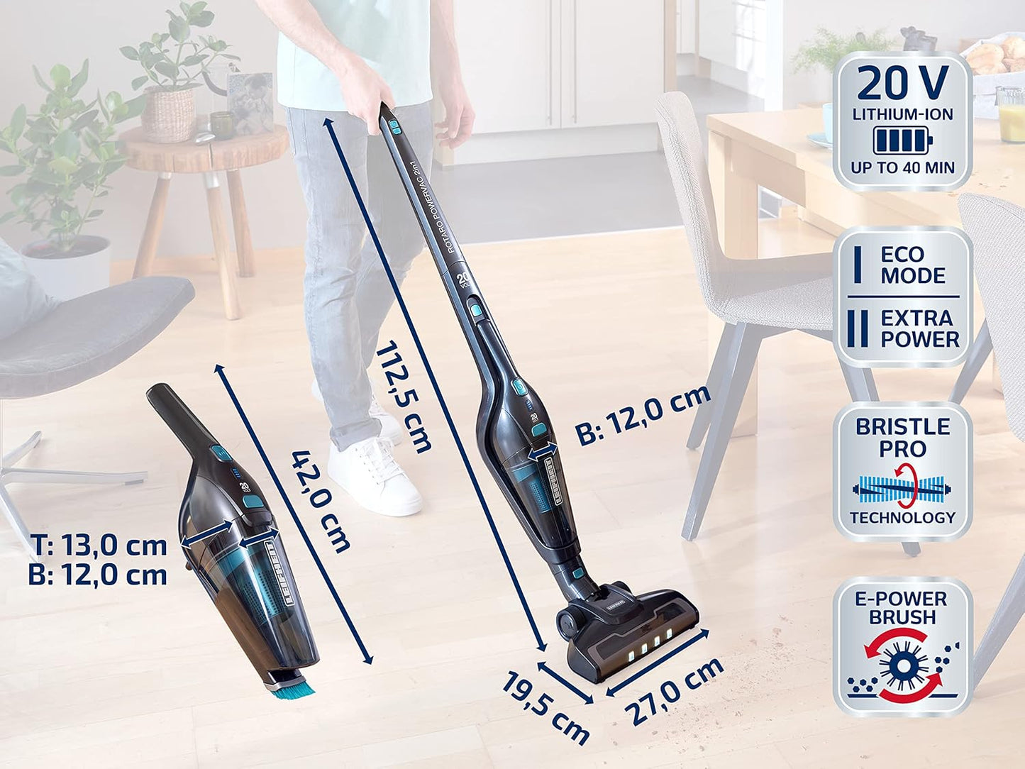 Rotaro PowerVac - Kabelloser Akkustaubsauger, Staubsauger 2.0