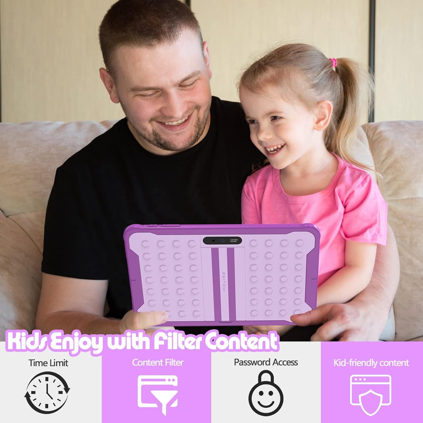 10 Zoll Android Tablet mit Kindersicherung, Lila