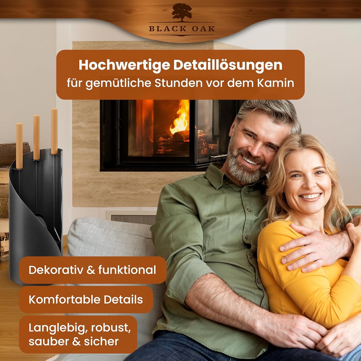 4-teiliges Kaminbesteck-Set Vail, Kaminbesteck + Handschuh