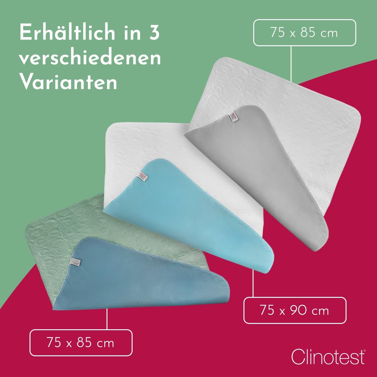 Inkontinenzunterlage 2er-Set, wasserdicht & waschbar, Weiss/Blau 2er Set - 75x90 cm