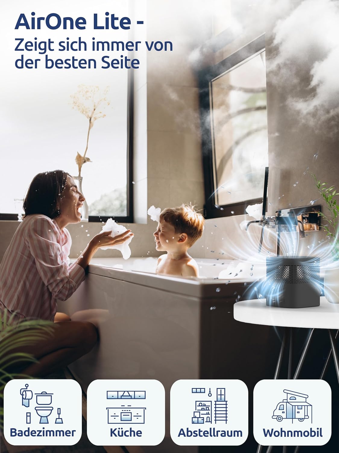 AirOne Lite - Luftentfeuchter für Bad & Küche, Midnight Black