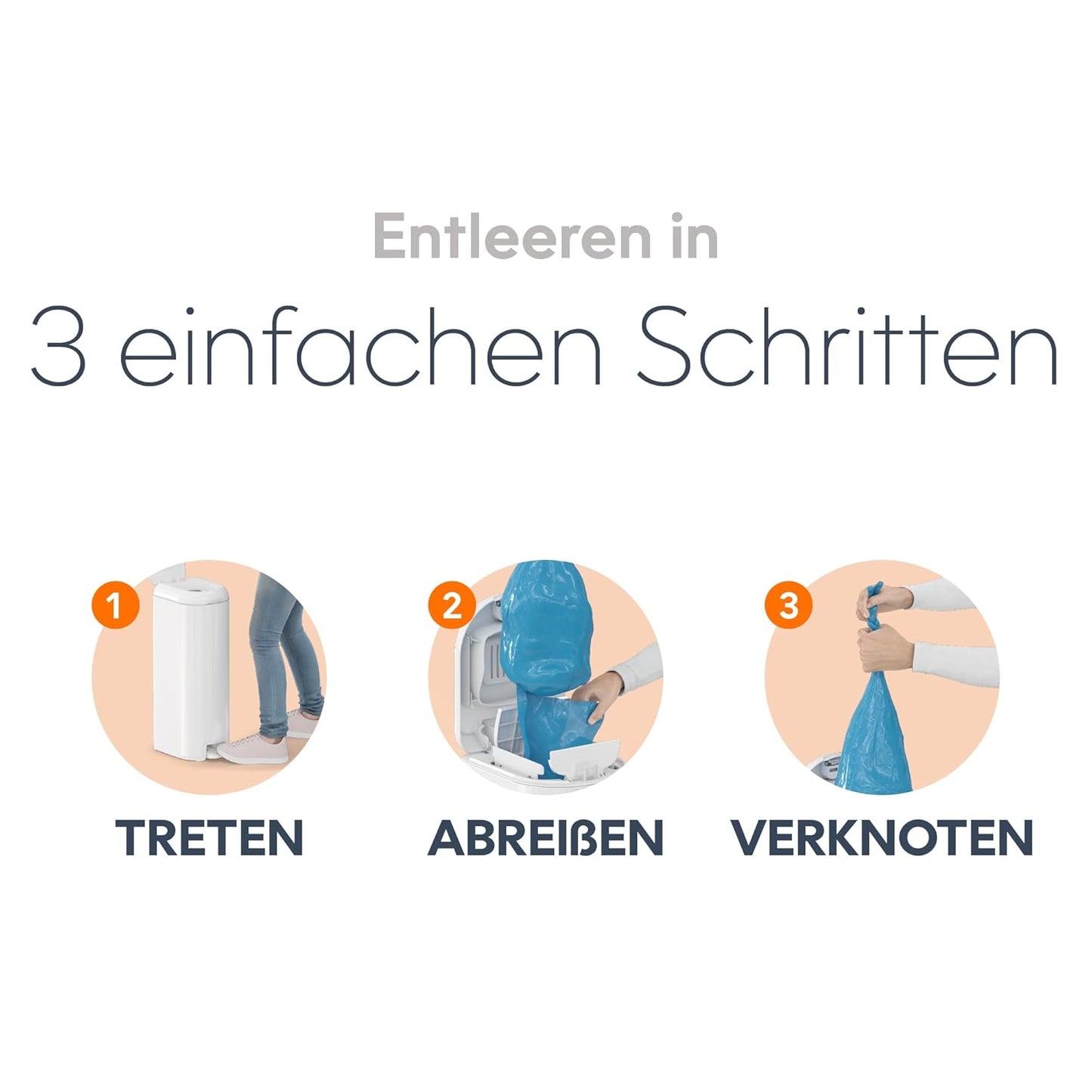 Windeleimer mit Fusspedal und abreissbaren Beuteln, Weiß