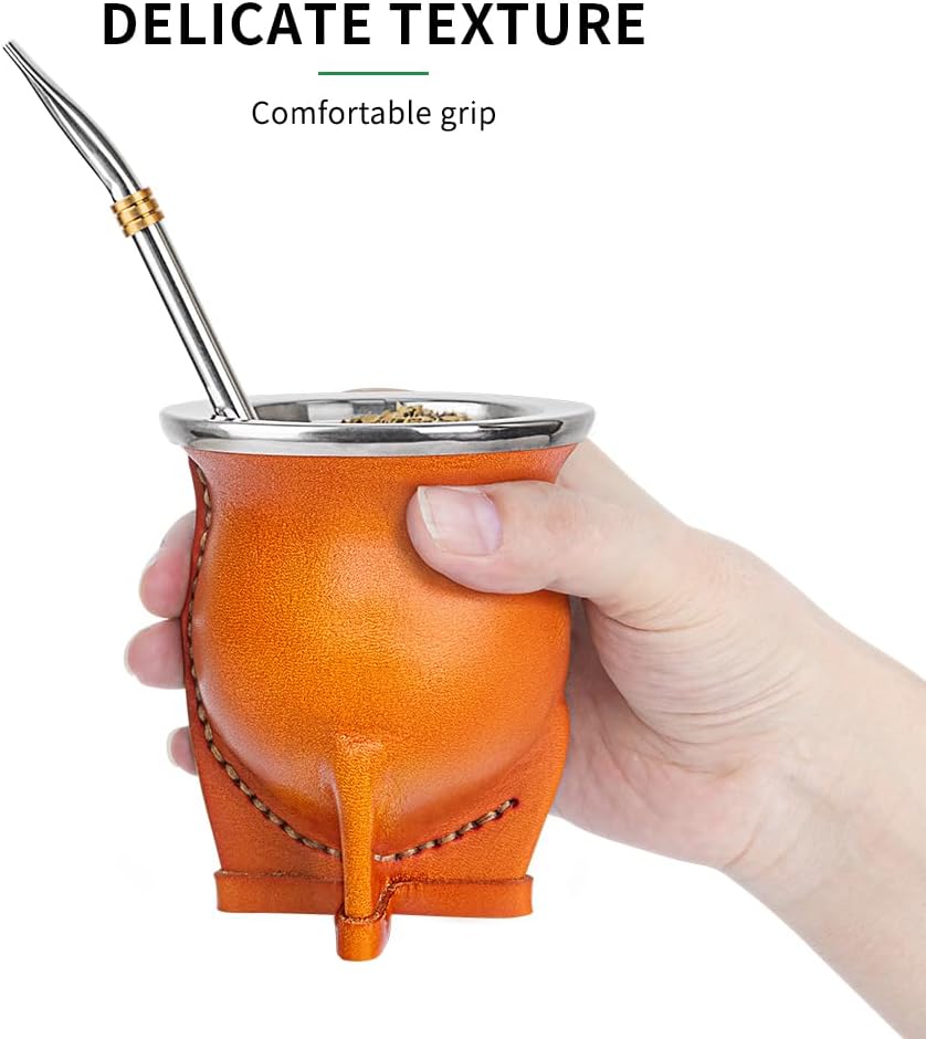 Yerba Mate Set mit Tasse und Bombilla, Braun