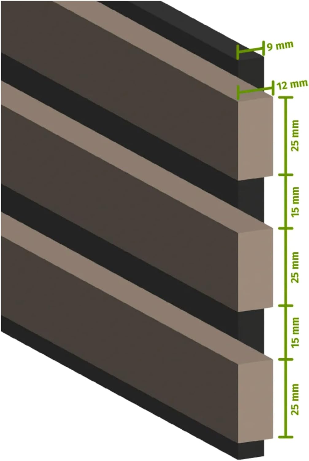 Akustik-Wandpaneele, 120 x 60 cm, 120x60x2,1 cm 3d Black Oak