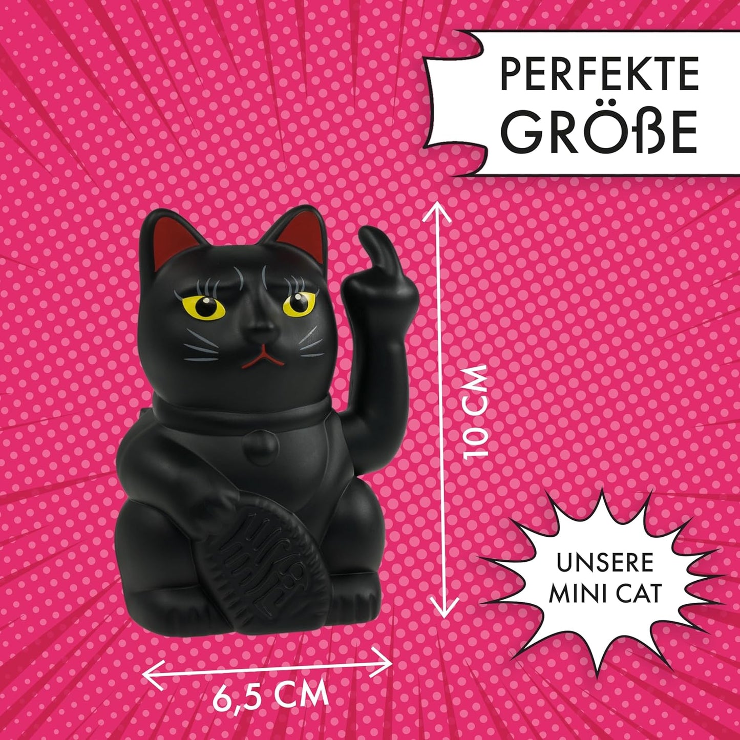 Mini Winkekatze Lucky, Black Solar