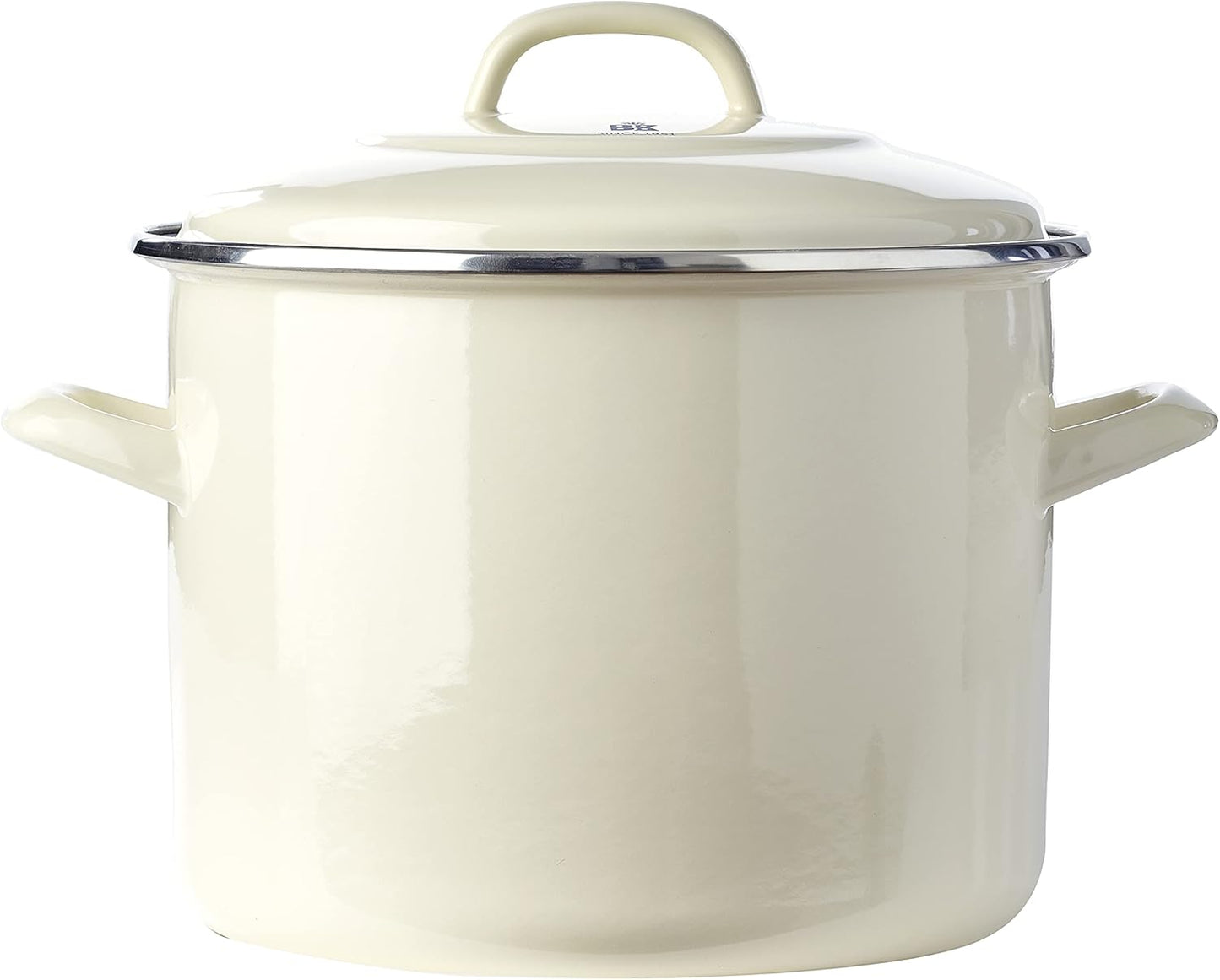 Emaillierter Suppentopf Indigo mit Keramik-Antihaft, Suppentopf mit Deckel 24cm/8,7 l Crème