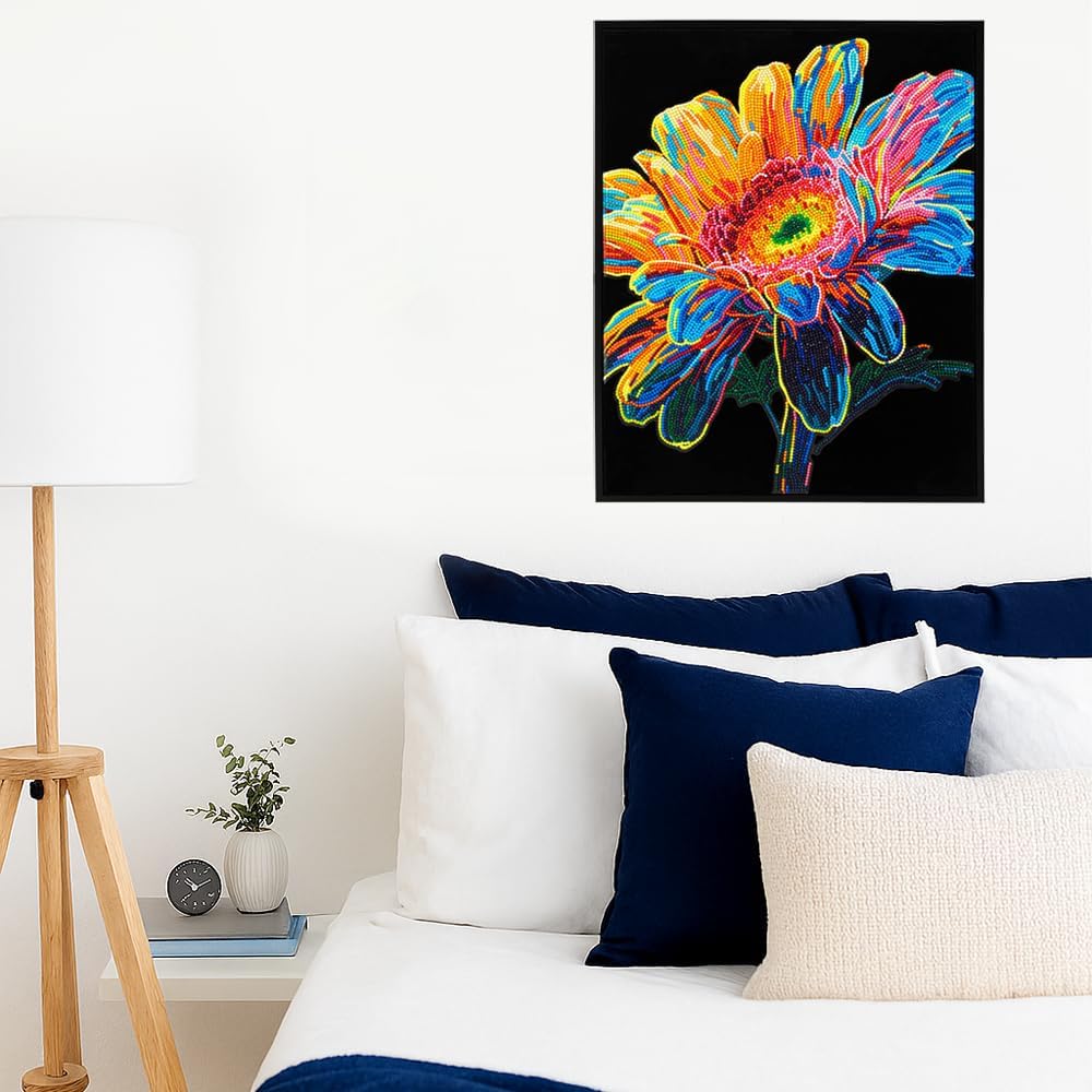 5D Diamond Painting Set Neon Gerbera