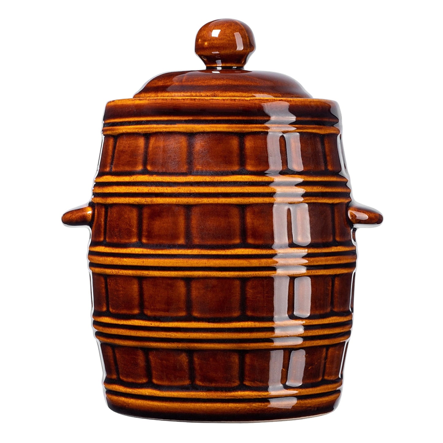 Gärtopf mit Wasserrinne und Deckel, Braun, 3.2l