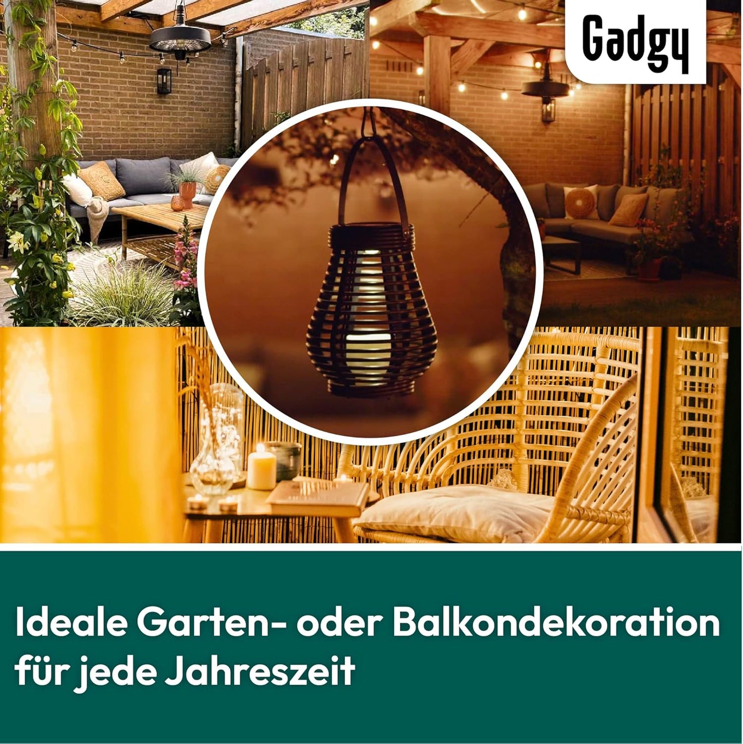Solar Laternen in Tropfen- & Kugelform, 2 Stück, Grosses und Kleines Rattan