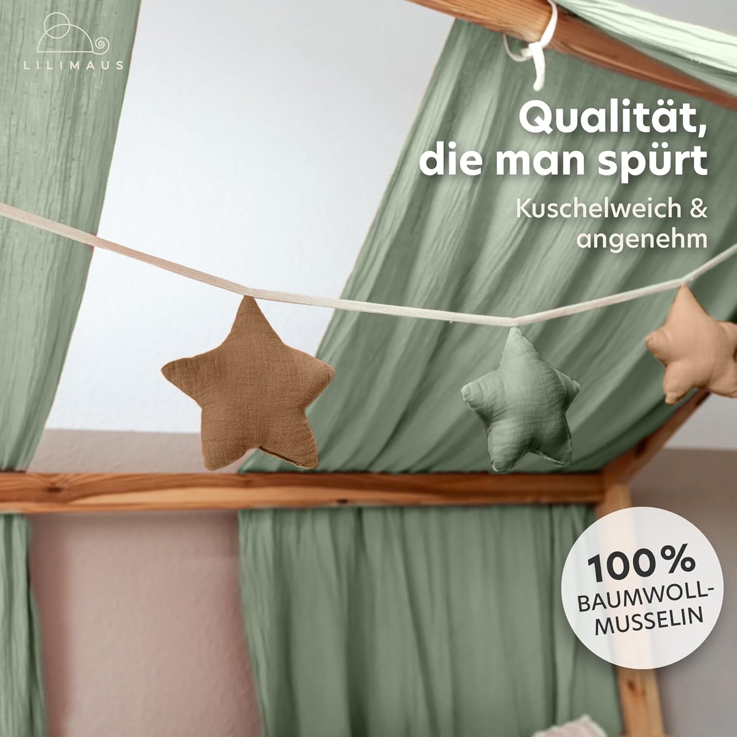 Sternenkette, Eukalyptus & Nougat Sterne ohne Goldapplikation
