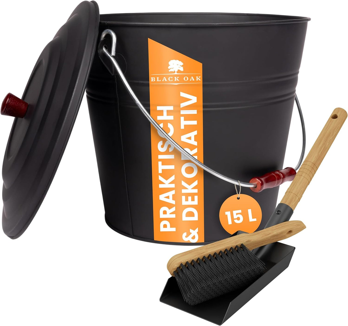Ascheeimer-Set mit Schaufel und Besen, Katla 15L+ Schaufel & Feger
