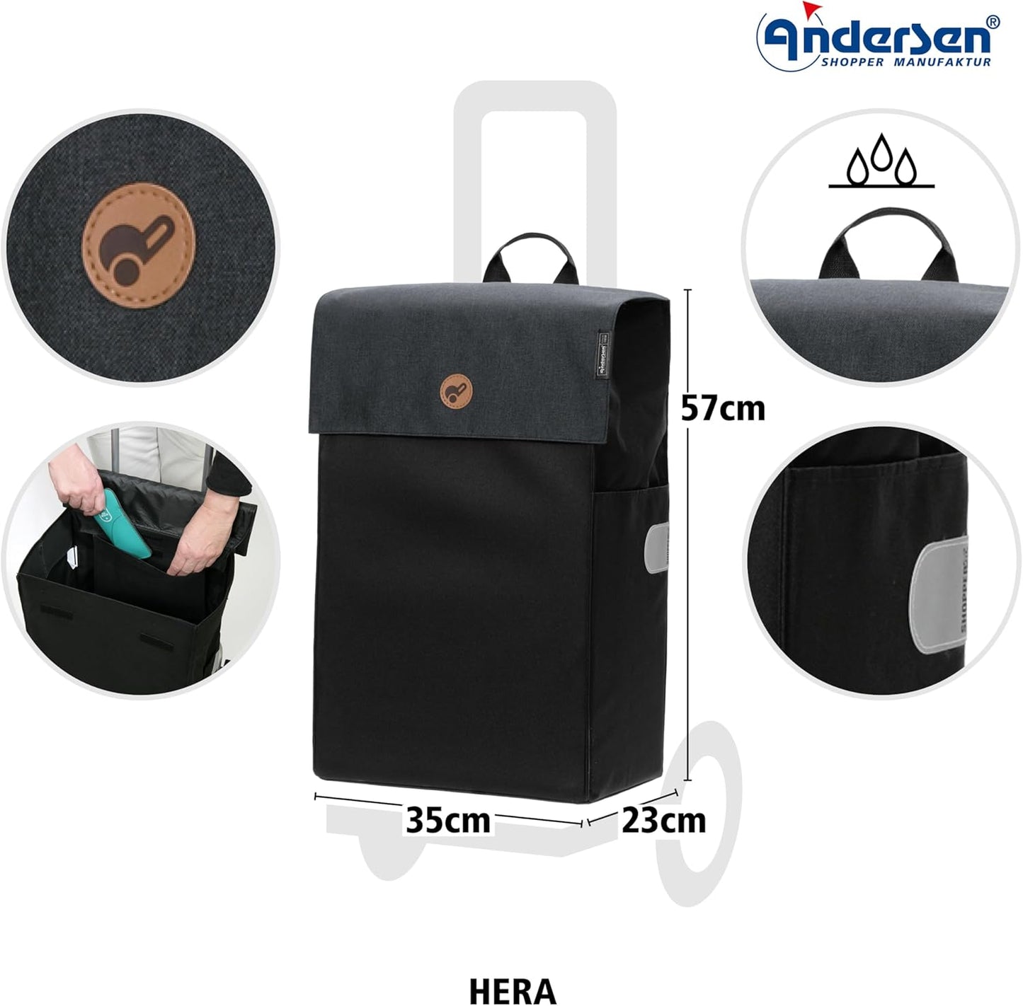 Ersatztasche für Einkaufstrolley, Schwarz