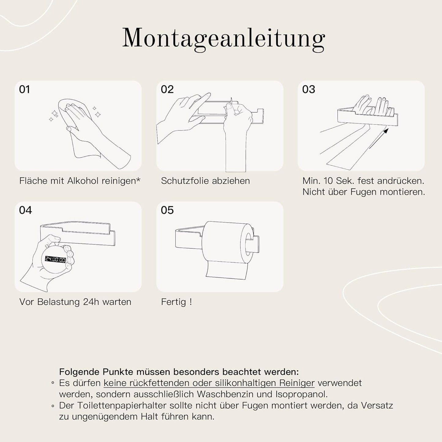 Selbstklebender Toilettenpapierhalter ohne Bohren, Ohne Ablage Chrom