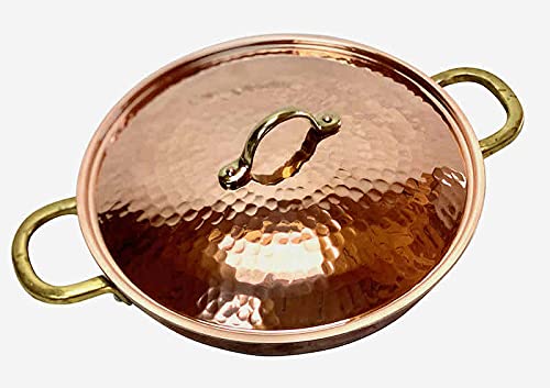 Kupferpfanne mit Deckel, 28 cm mit Griffen und Deckel