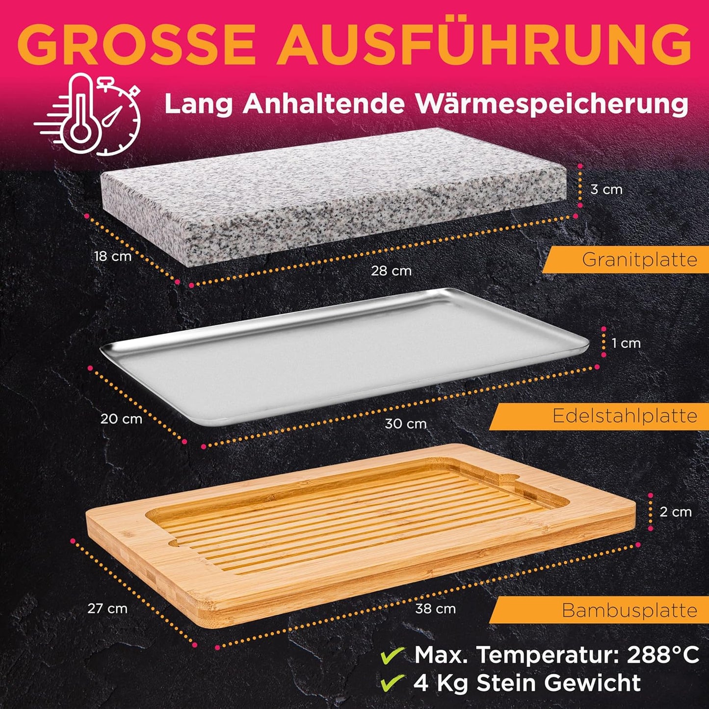 Teppanyaki-Grillplatte aus Granitstein, Granite