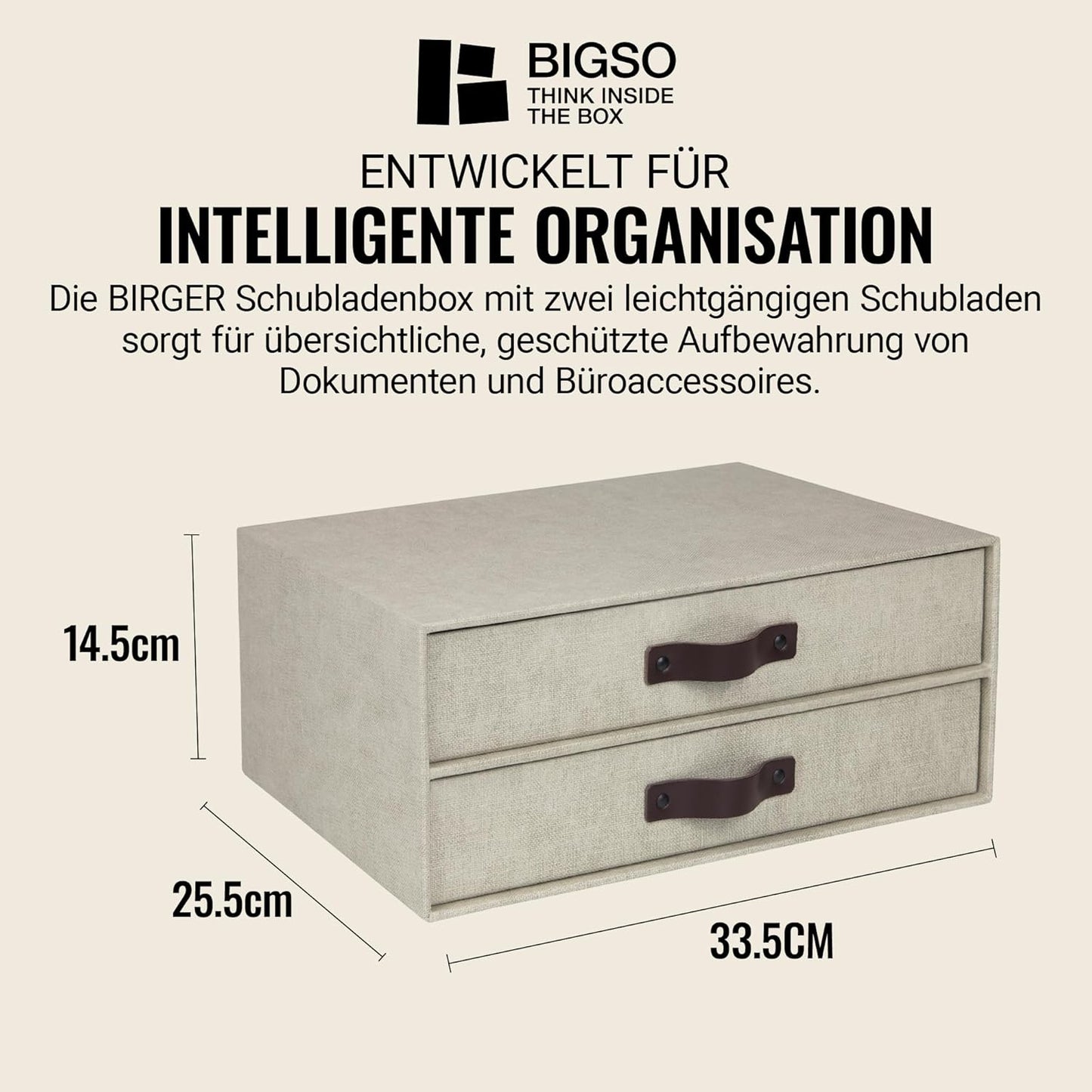 Birger Schubladenbox mit 2 Schubladen, Beige 2