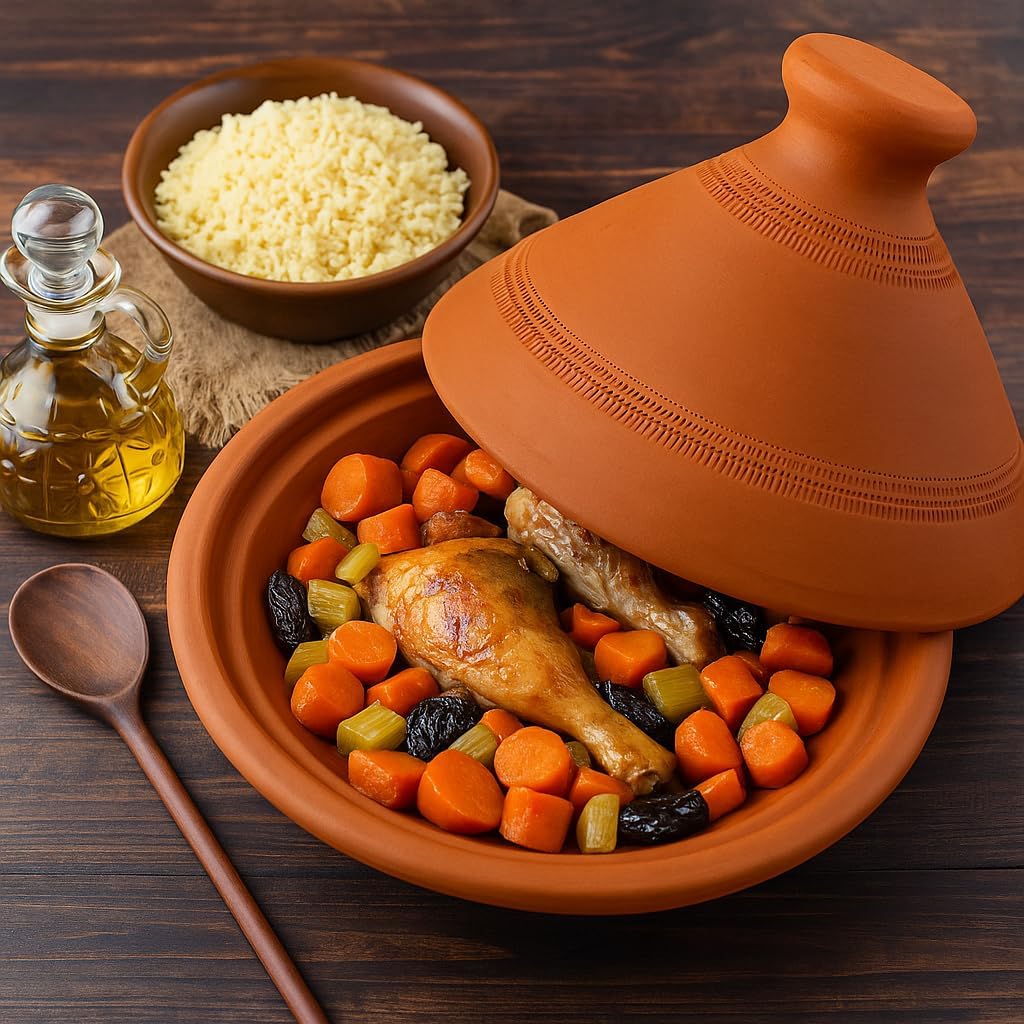 Marokkanischer Tajine-Tontopf (26 cm, handgetöpfert), 26cm
