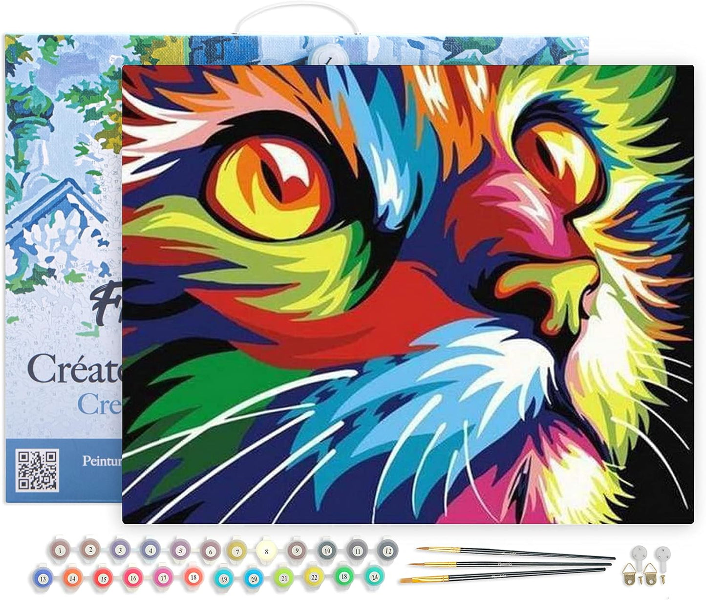 Malen nach Zahlen Set Raubkatze Pop Art, Raubkatze Pop Art 40x50cm Mit Rahmen (bereits gespannt)