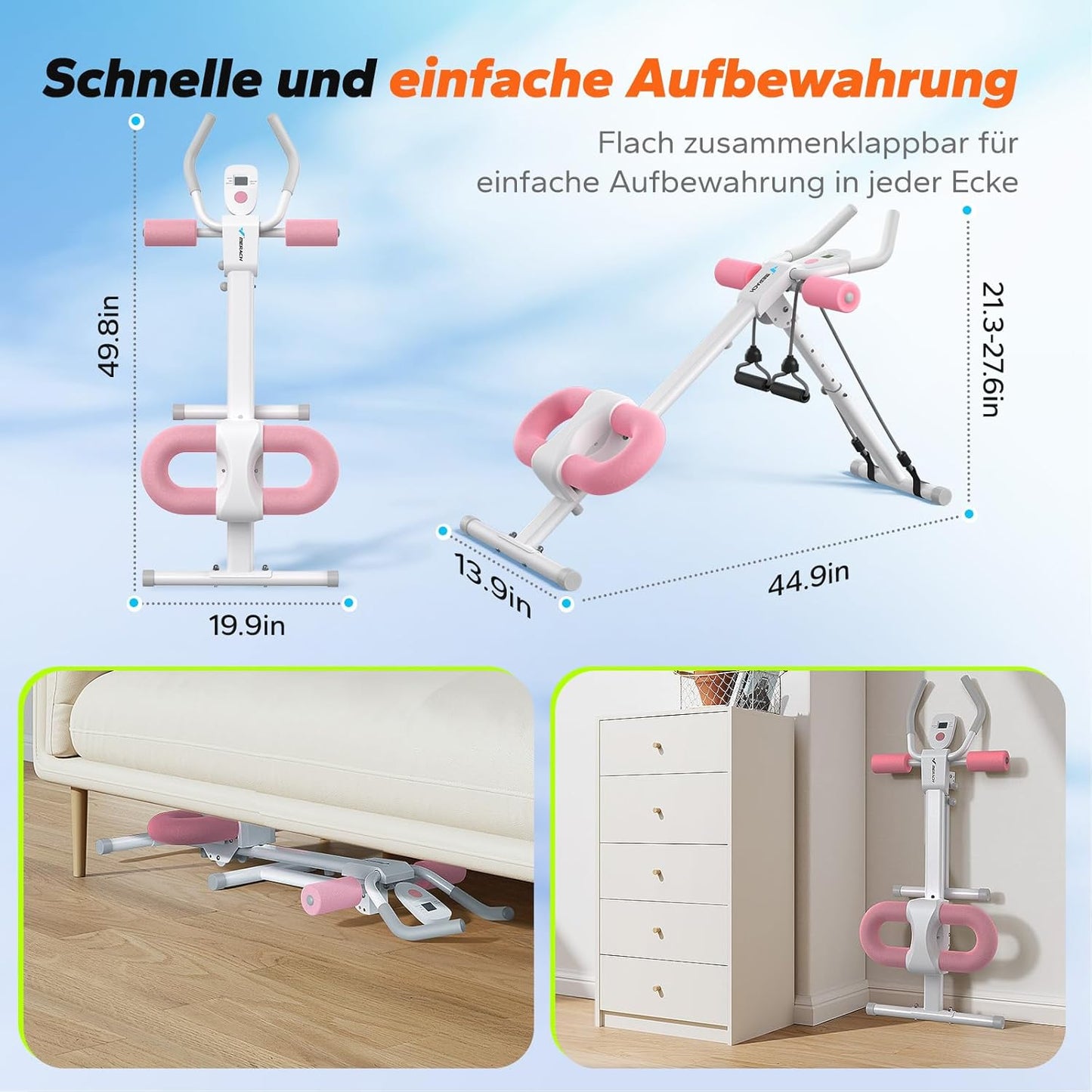 Bauchmuskeltrainer mit LCD-Monitor, Rosa