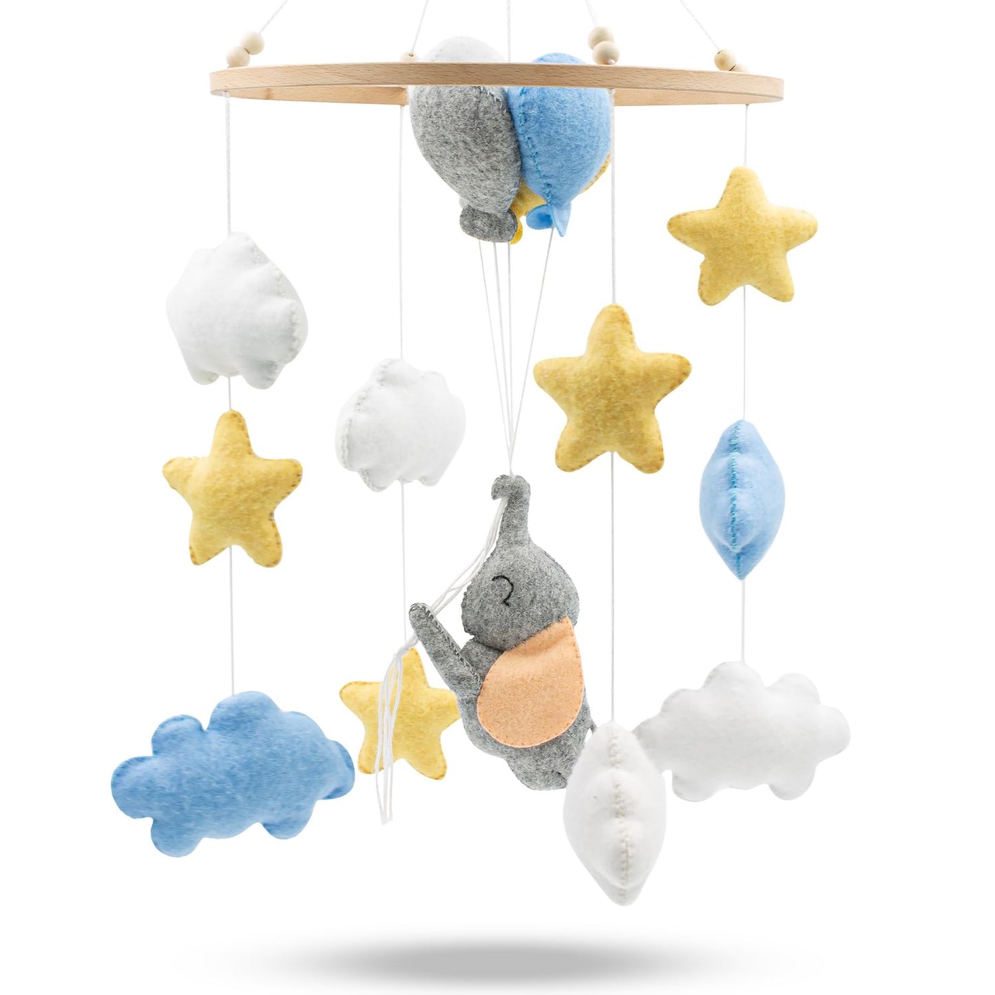 Baby-Mobile mit Elefanten und Holzring, Elefant 1