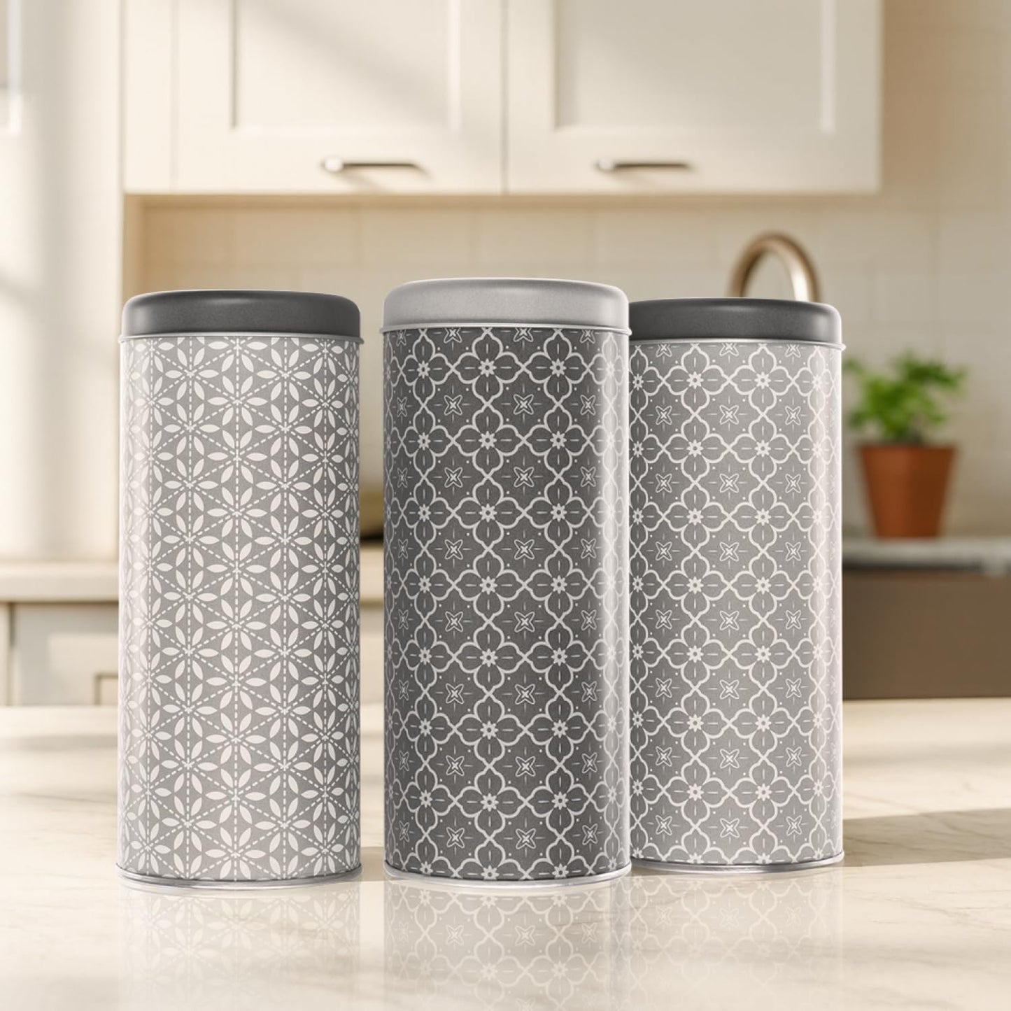 3-teiliges Kaffeepaddosen-Set im Vintage-Design, 3 Stück - Blumen Ornamente