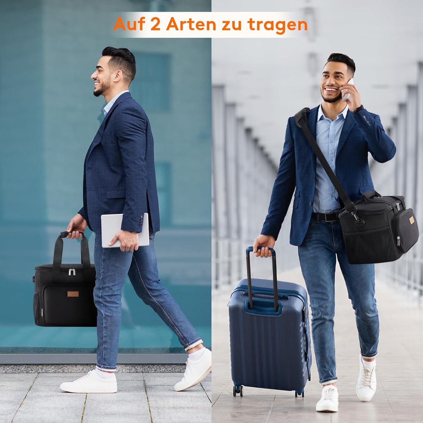 Grosse Faltbare Kühltasche 24L für Reisen und Picknick, 24L Schwarz